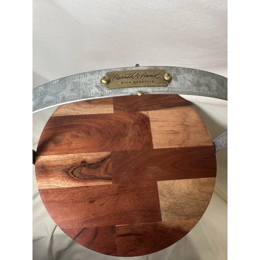 Hearth & Hand Magnolia Wood Metal 2 Tier Cake Stand Serving Tray Rustic